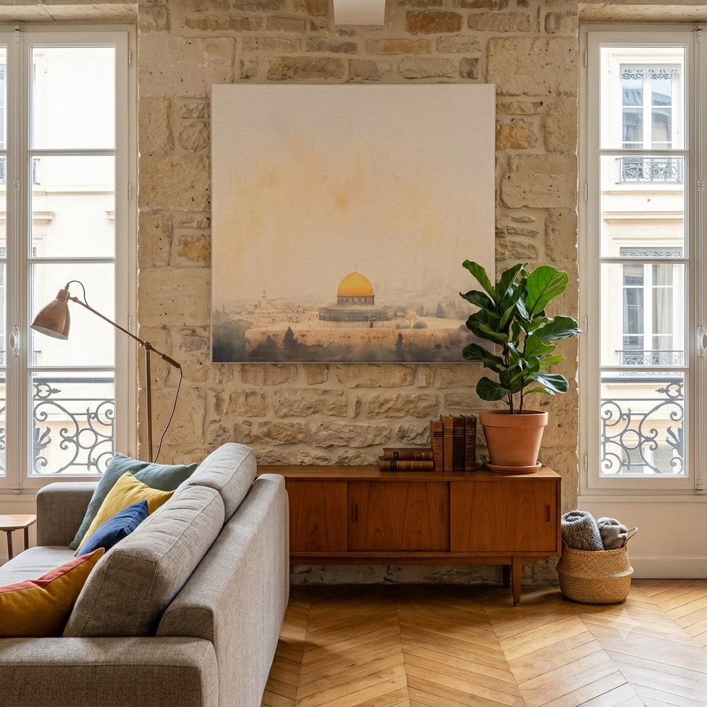 Al-Aqsa Dome du Rocher | Aquarelle Dorée